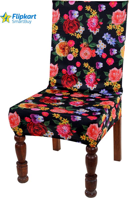 Flipkart SmartBuy Polyester Floral Chair Cover  (Black Pack of 1)