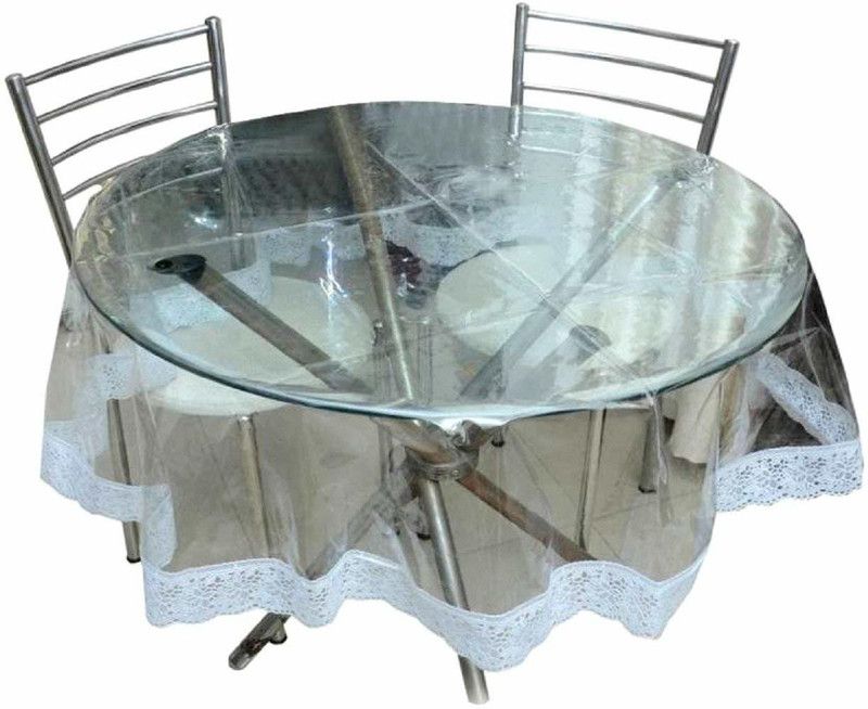 FORMONIK Solid 8 Seater Table Cover  (clear , white, PVC)