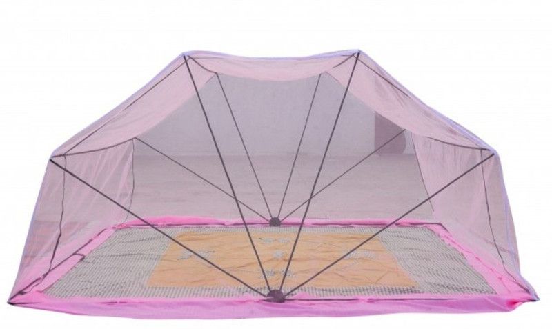 Comfortnet Polyester Adults Washable 6ftX6.5ft Pink Mosquito Net  (Pink, Frame Hung)