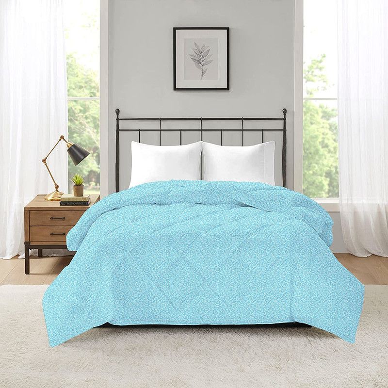 KAMLAM Floral Double Comforter for AC Room  (Microfiber, Blue)