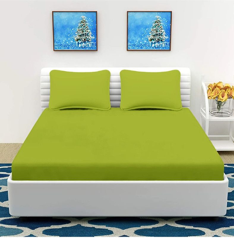 Osara Collection 220 TC Microfiber Double Solid Flat Bedsheet  (Pack of 1, Green)