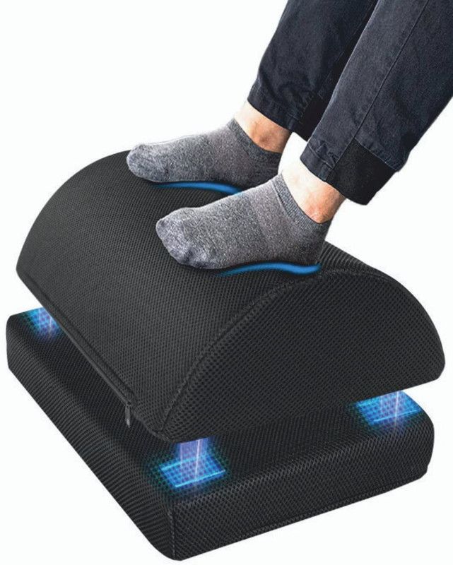 METRON Adjustable Foot Rest Under Desk for Added Height | Ergonomic Foot Rest for Office Chair | Leg Cushion Foot Rest for Under Table Support | Washable Cover | Foam Solid Orthopaedic Pillow Pack of 1  (Black)