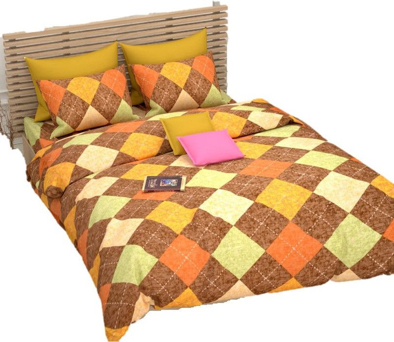 ZGX 144 TC Polycotton King Checkered Flat Bedsheet  (Pack of 1, Multicolor)