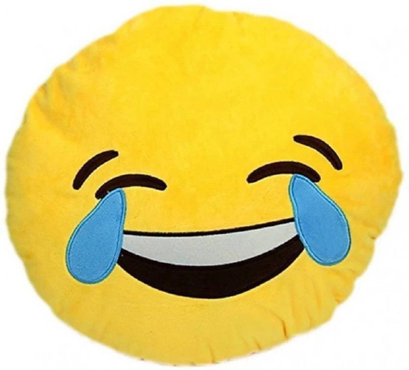 WebDealz Microfibre Smiley Cushion Pack of 1  (Yellow)