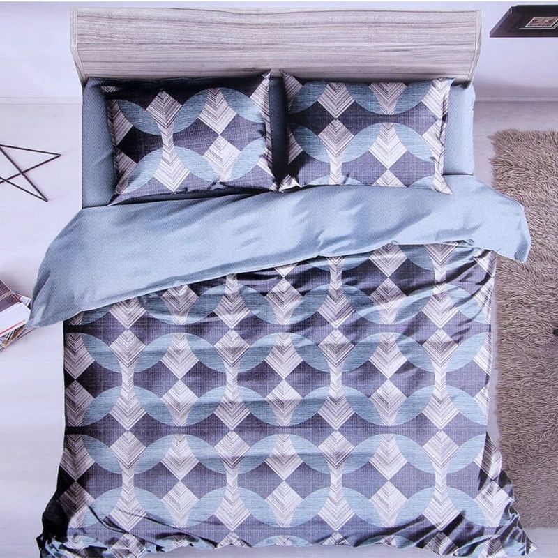 cuddleup 250 TC Cotton King Printed Flat Bedsheet  (Pack of 1, Blue)