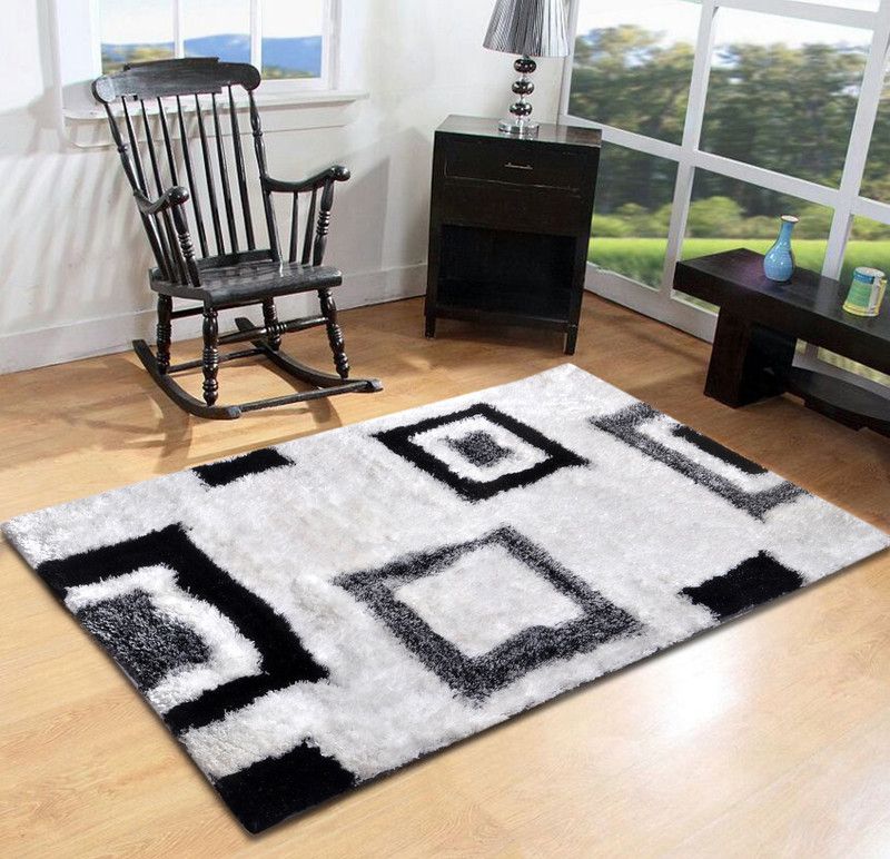 FURNISHINGLAND White Polyester Carpet  (120 cm, X 180 cm, Rectangle)