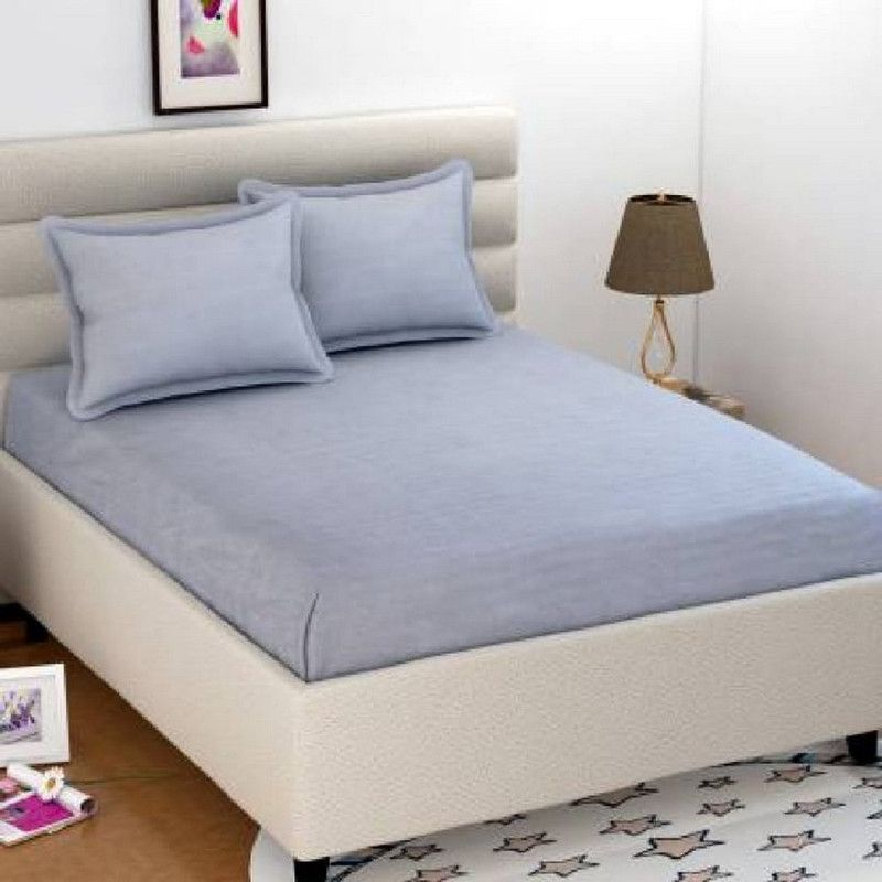 dhimanrdx fab 144 TC Cotton Double Solid Flat Bedsheet  (Pack of 1, Grey)