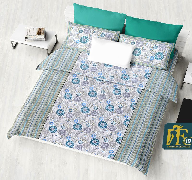 Fashion Cottage 200 TC Cotton Double, King Floral Flat Bedsheet  (Pack of 1, Multicolor)