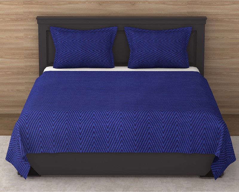 Flipkart SmartBuy 144 TC Microfiber Double Solid Flat Bedsheet  (Pack of 1, Navy Blue)