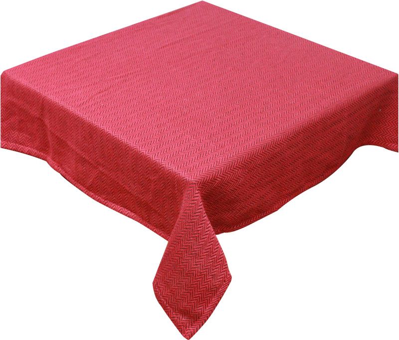 OASIS Chevron 4 Seater Table Cover  (Red, Cotton)