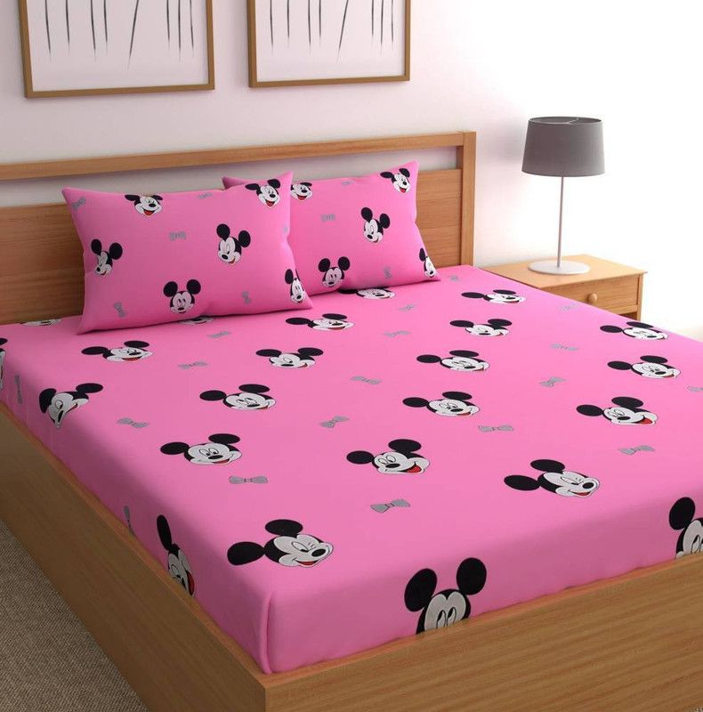 150 TC Microfiber Double Bedsheet  (Pack of 1, Pink_39)