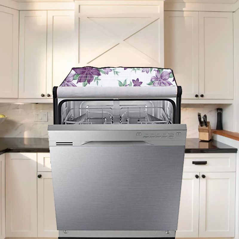 JM Homefurnishings Dishwasher Cover  (Width: 25 cm, Purple, White)