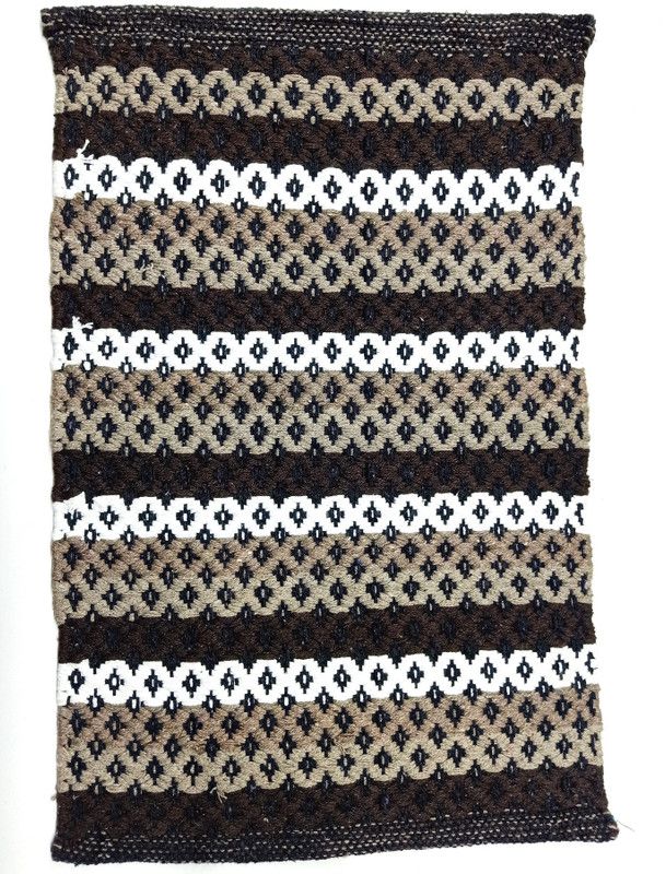 KGK Cotton Floor Mat  (Brown, White, Small)