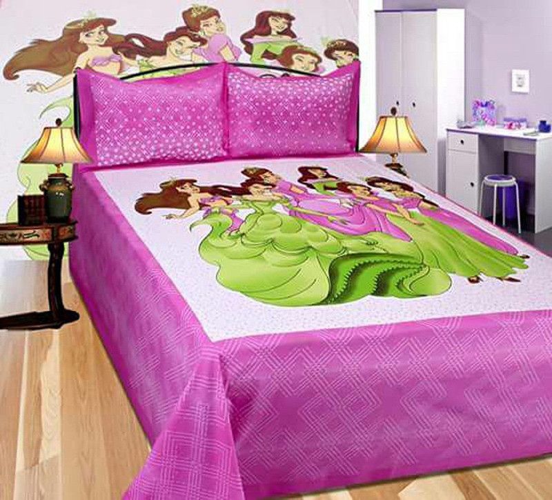 144 TC Cotton Double Printed Bedsheet  (Pack of 1, Pink)