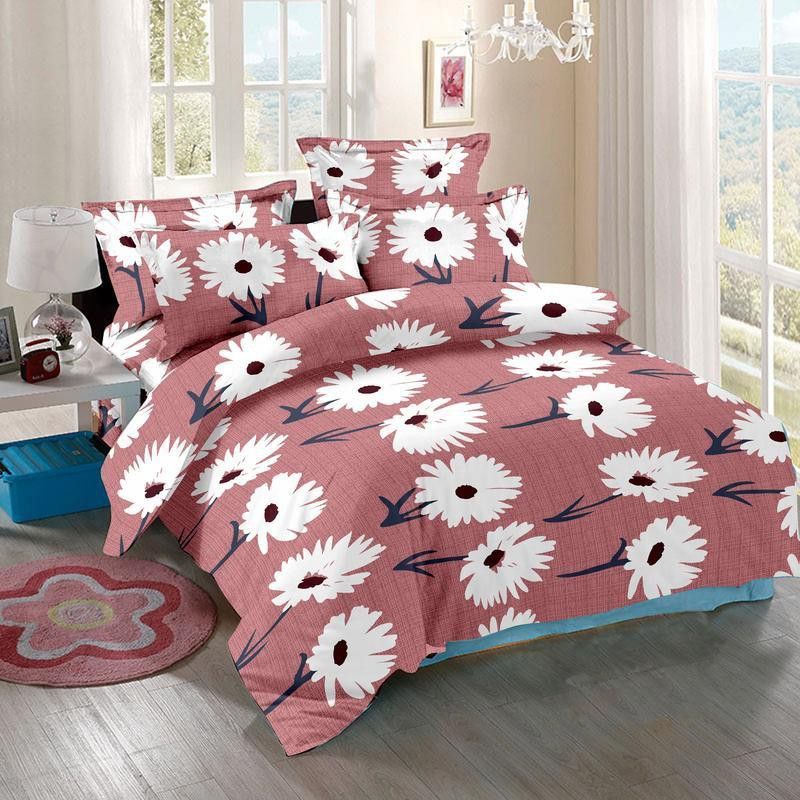 GIFTY 220 TC Cotton Queen Floral Flat Bedsheet  (Pack of 1, Red)
