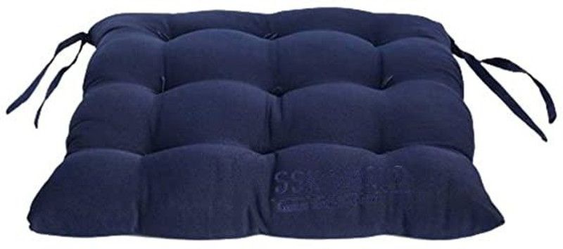 Microfibre Solid Chair Pad Pack of 1  (blue)