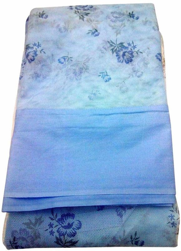 buyagain Cotton Adults Washable Mosquito net Single Bed Blue Printed Heavy Quality Polyester Soft (4 x 6.5 Ft Single Medium Size Bed) Mosquito Net  (Blue, Bed Box)