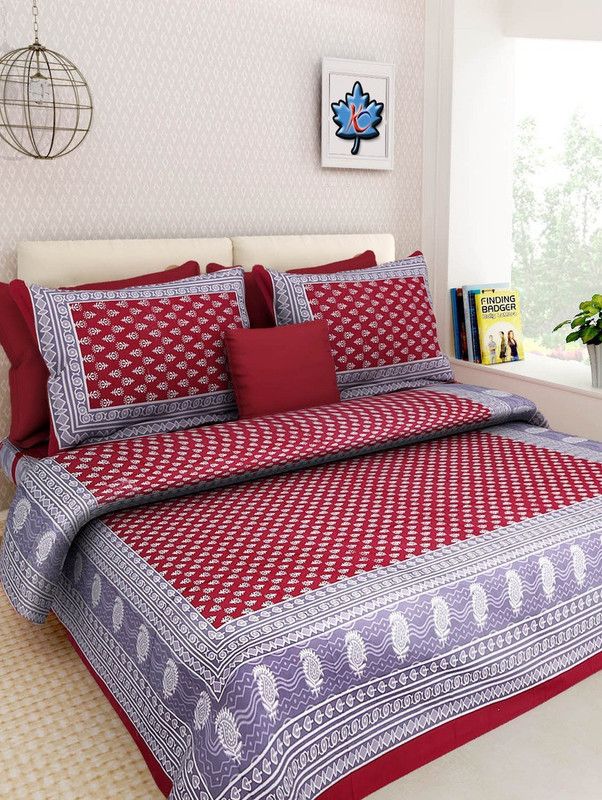 Suraaj Fashion 250 TC Cotton Double Floral Flat Bedsheet  (Pack of 1, Multicolor)