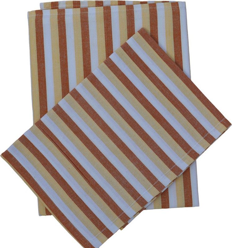 Vidhya Fabrics 220 TC Cotton Single Striped Flat Bedsheet  (Pack of 1, Brown, White & Yellow)