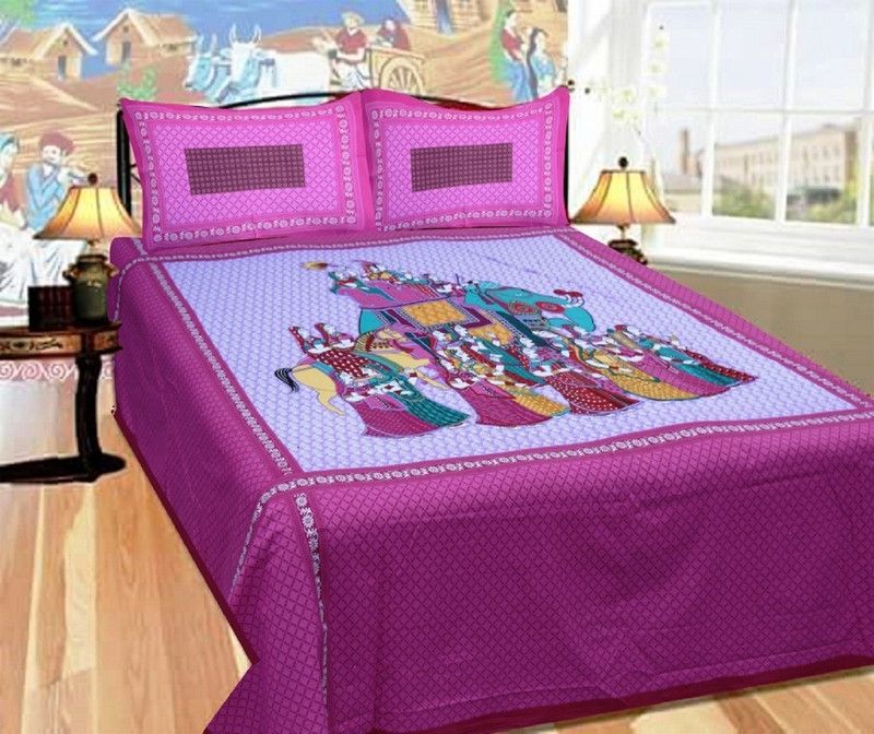 Dayal Creations 230 TC Cotton King Abstract Flat Bedsheet  (Pack of 1, White)