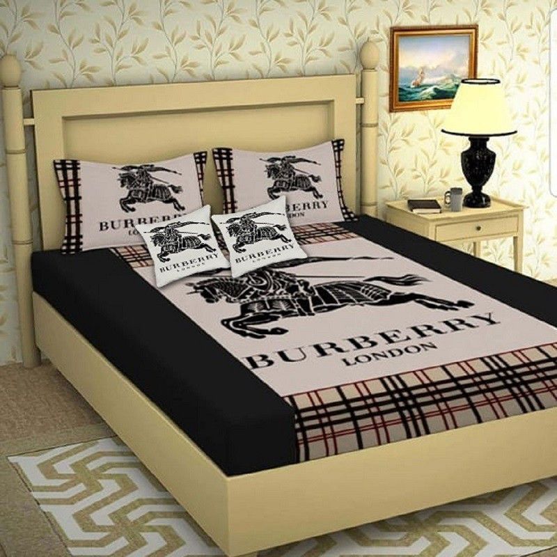 Hanubala Trends 180 TC Velvet Double 3D Printed Flat Bedsheet  (Pack of 1, Black & Red)