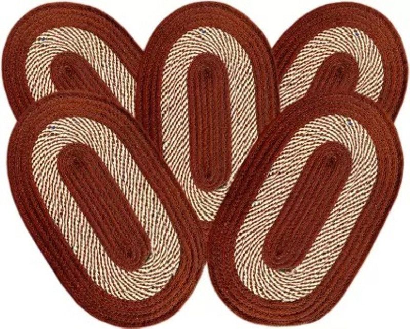 AMB Cotton Floor Mat  (Brown, Small, Pack of 5)