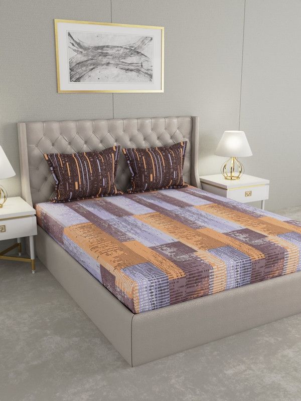 Raymond Home 140 TC Cotton Double Geometric Flat Bedsheet  (Pack of 1, Multicolor)