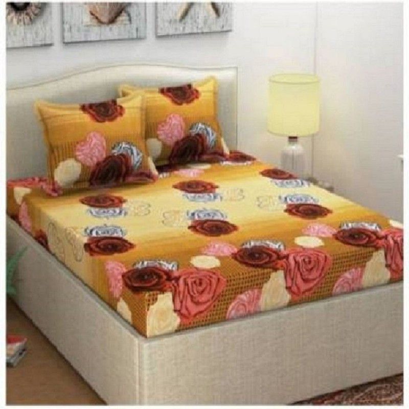 Aciloc 144 TC Polycotton Double Floral Flat Bedsheet  (Pack of 1, Multicolor)