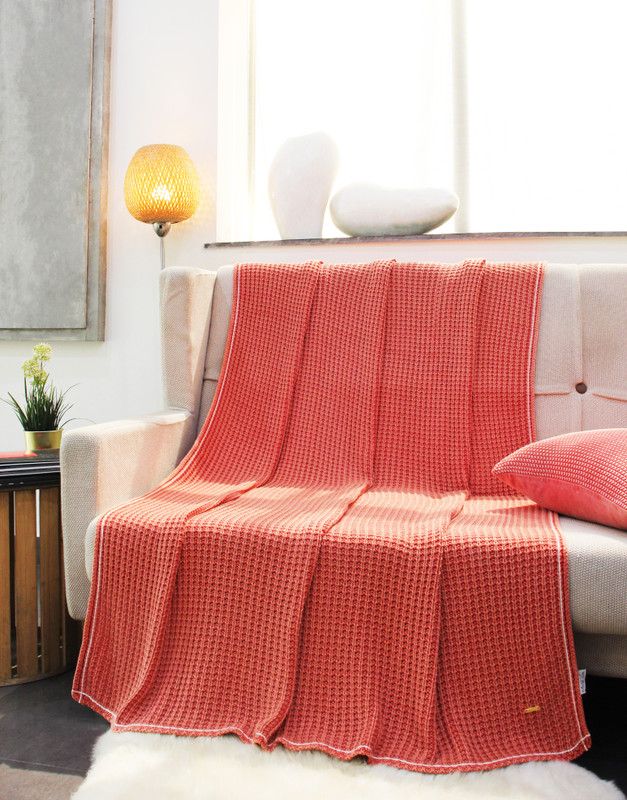 Pomme Solid Single Throw for AC Room  (Cotton, Coral)
