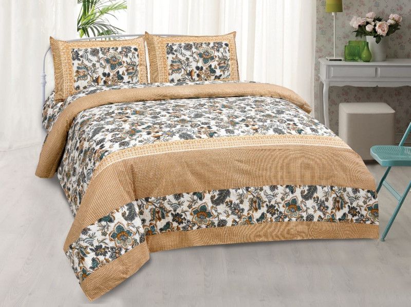 SIDDHICHCHHA 247 TC Cotton King Solid Flat Bedsheet  (Pack of 1, Light orange)