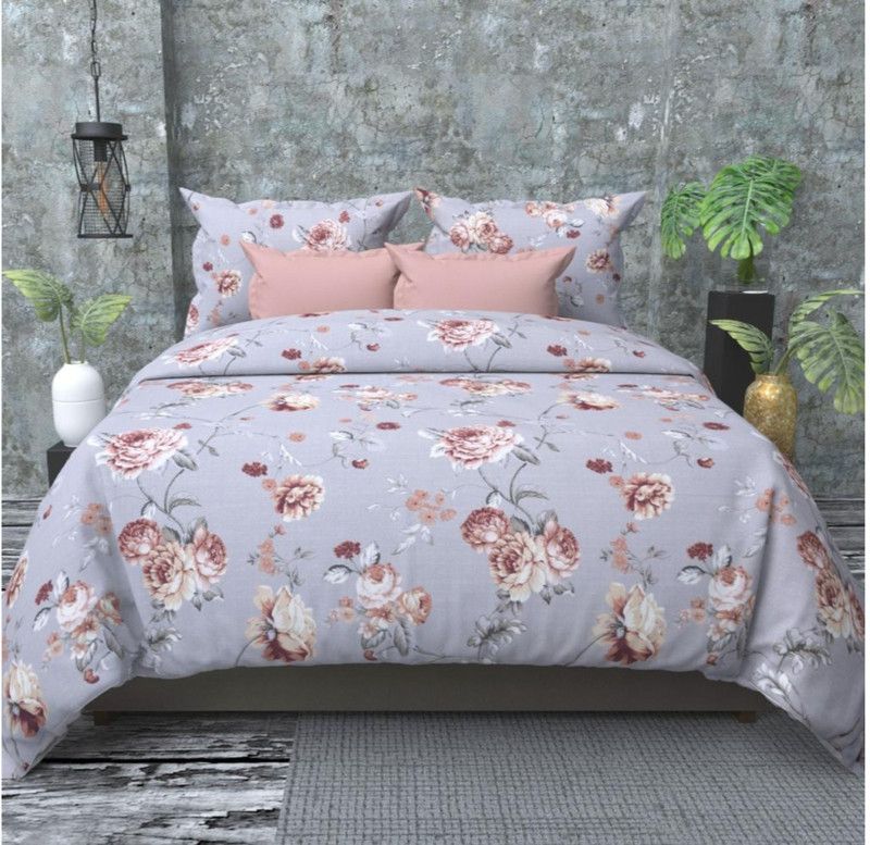 kitchDeco 251 TC Microfiber Double Floral Flat Bedsheet  (Pack of 1, Multicolor)