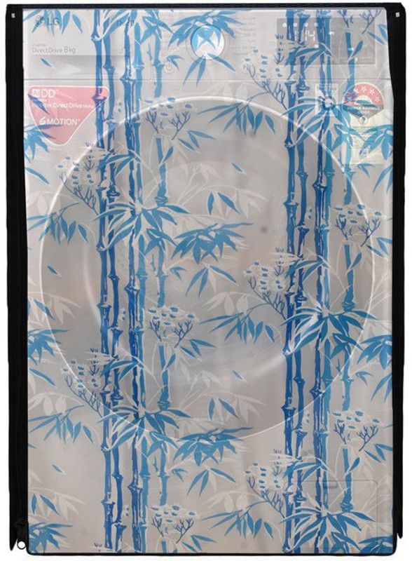 Nitasha Front Loading Washing Machine Cover  (Width: 92 cm, White, Blue)