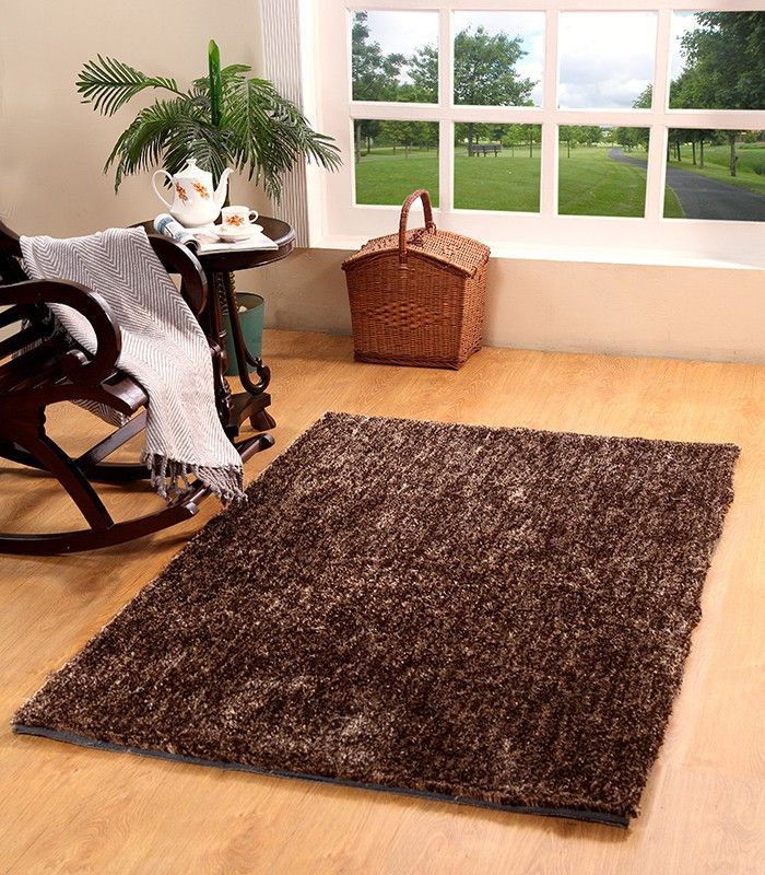 Homefurry Brown Polyester Carpet  (122 cm, X 183 cm, Rectangle)