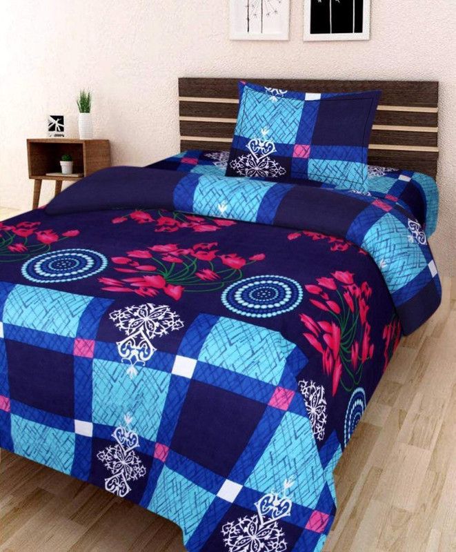 LAPADI MAKEOVERS 0 TC Polycotton Single 3D Printed Flat Bedsheet  (Pack of 1, Lavender)
