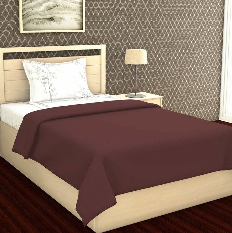 METRO LIVING Solid Single Fleece Blanket for AC Room  (Polyester, Brown)