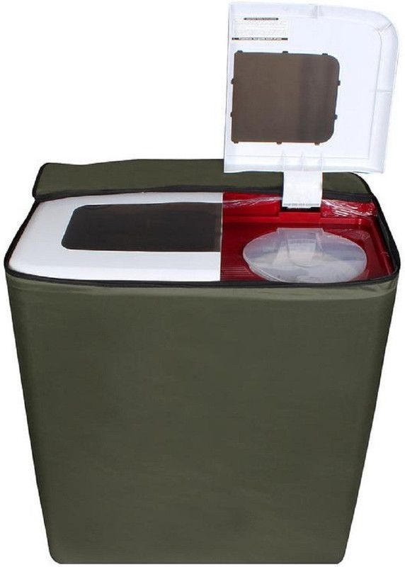 JM Homefurnishings Semi-Automatic Washing Machine Cover  (Width: 86 cm, Green, Plain)