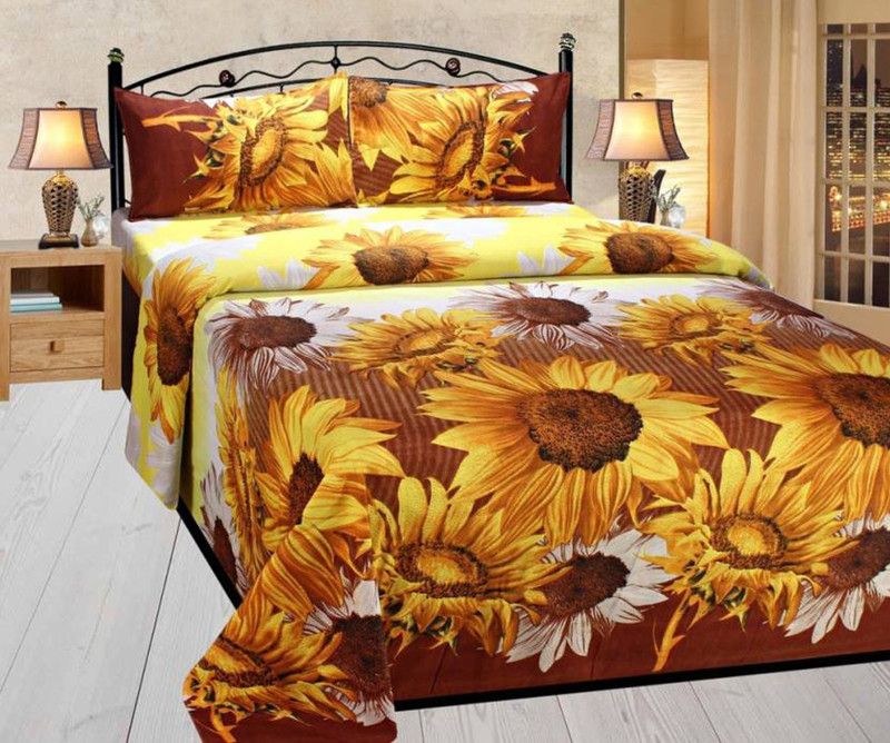 bhavyata 144 TC Polycotton Double 3D Printed Flat Bedsheet  (Pack of 1, Multicolor)