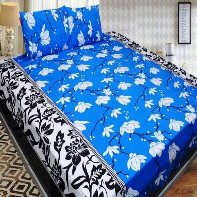 Capital Handloom House 130 TC Polycotton Double Floral Fitted & Flat Bedsheet  (Pack of 1, Multicolor)