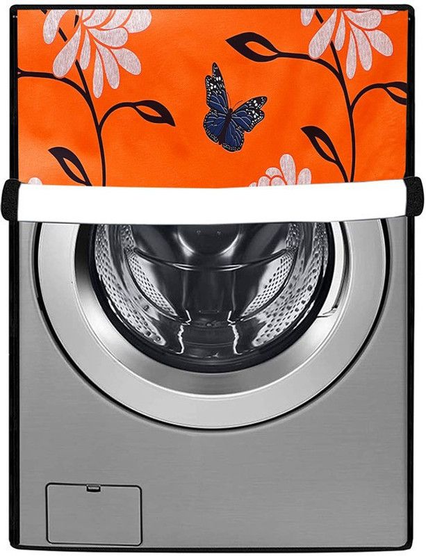 JM Homefurnishings Front Loading Washing Machine Cover  (Width: 65 cm, Orange, White)