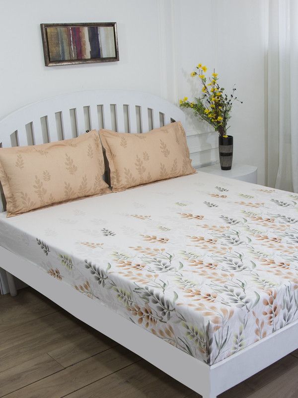 GMF 144 TC Cotton King Floral Flat Bedsheet  (Pack of 1, Multicolor)