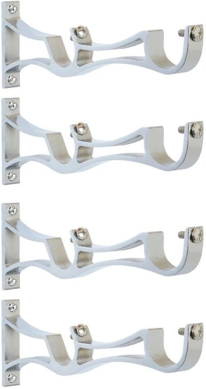 RKOING Silver Rod Rail Bracket, Curtain Knobs Metal  (Pack of 4)