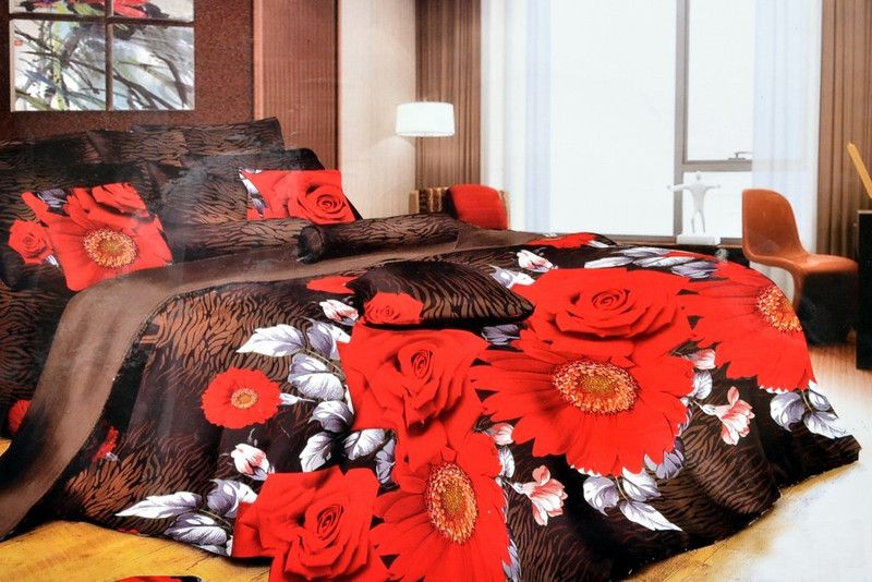 Valtellina Polycotton Double Floral Flat Bedsheet  (Pack of 1, Brown)