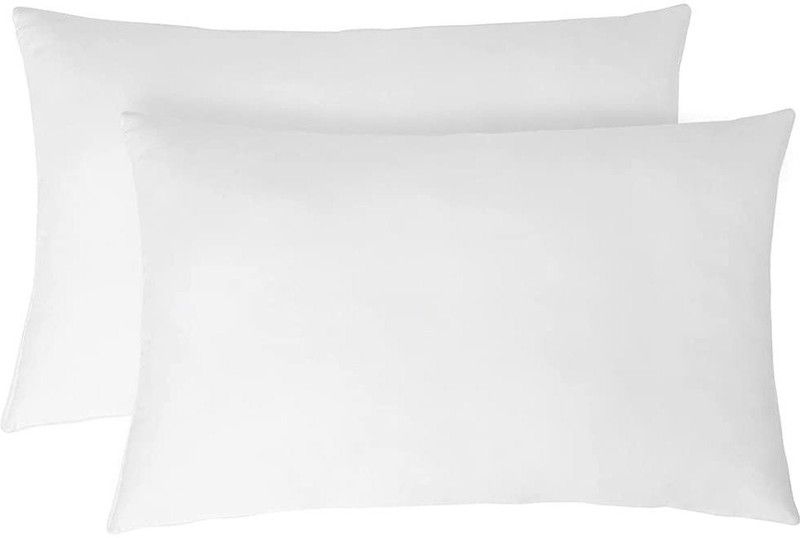 DK TRADERS Polyester Fibre Stripes Sleeping Pillow Pack of 2  (White)