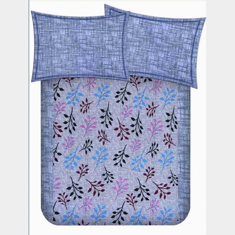 KLS 240 TC Cotton Double Self Design Flat Bedsheet  (Pack of 1, Grey)