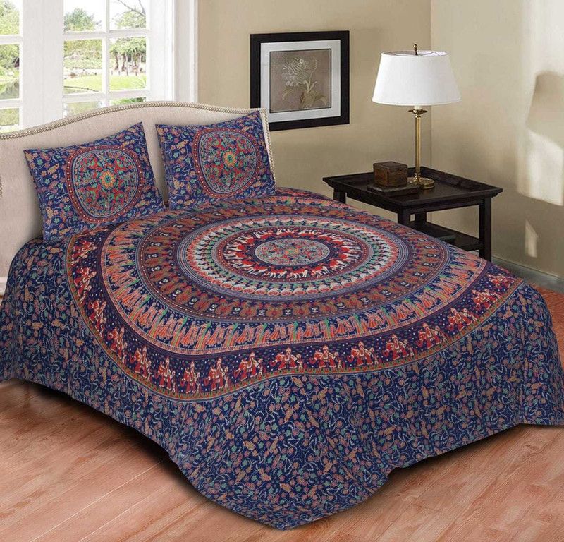 ADVIK CREATION 220 TC Cotton King Printed Flat Bedsheet  (Pack of 3, Multicolor)