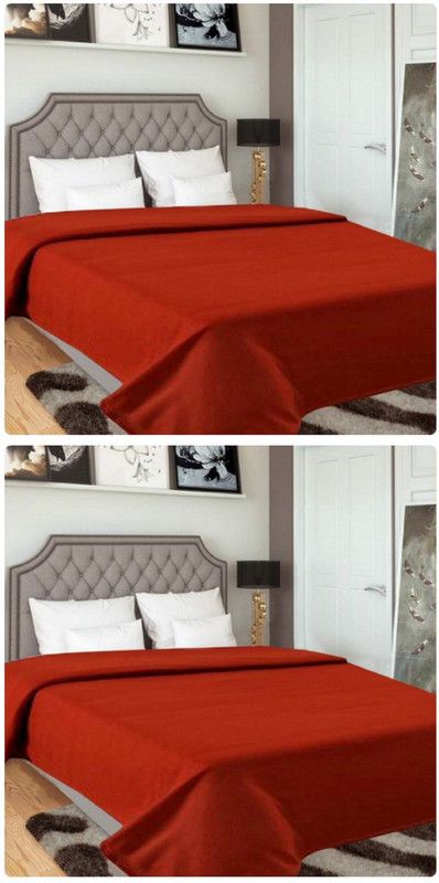 Supreme Home Collective Solid Double Fleece Blanket for AC Room  (Polyester, Rust)
