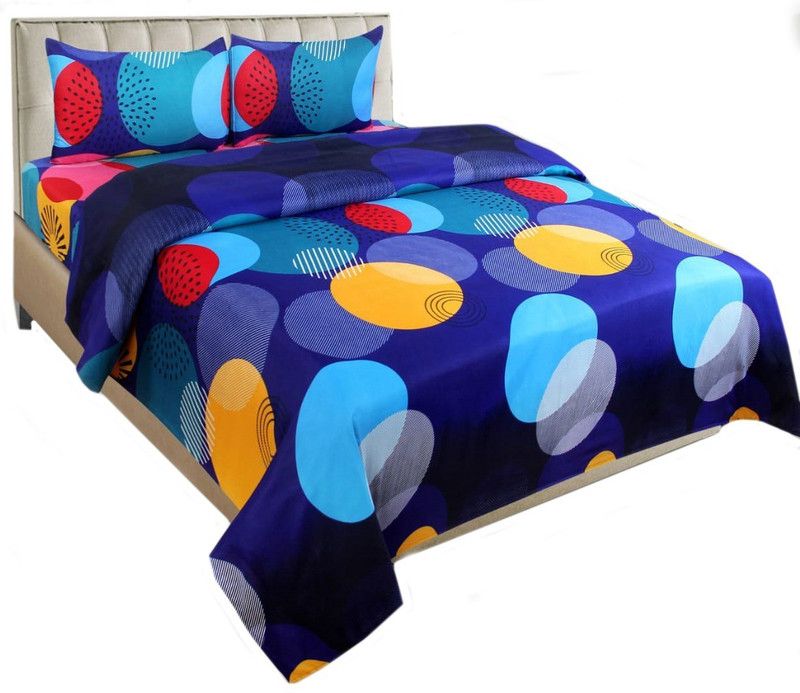 Dehati Homez 140 TC Polycotton Queen Printed Flat Bedsheet  (Pack of 1, Yellow)