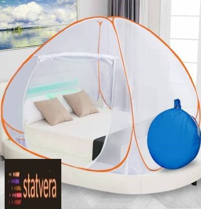 statvera Polyester Adults Washable KING DOUBLE BED Mosquito Net  (Orange, Tent)