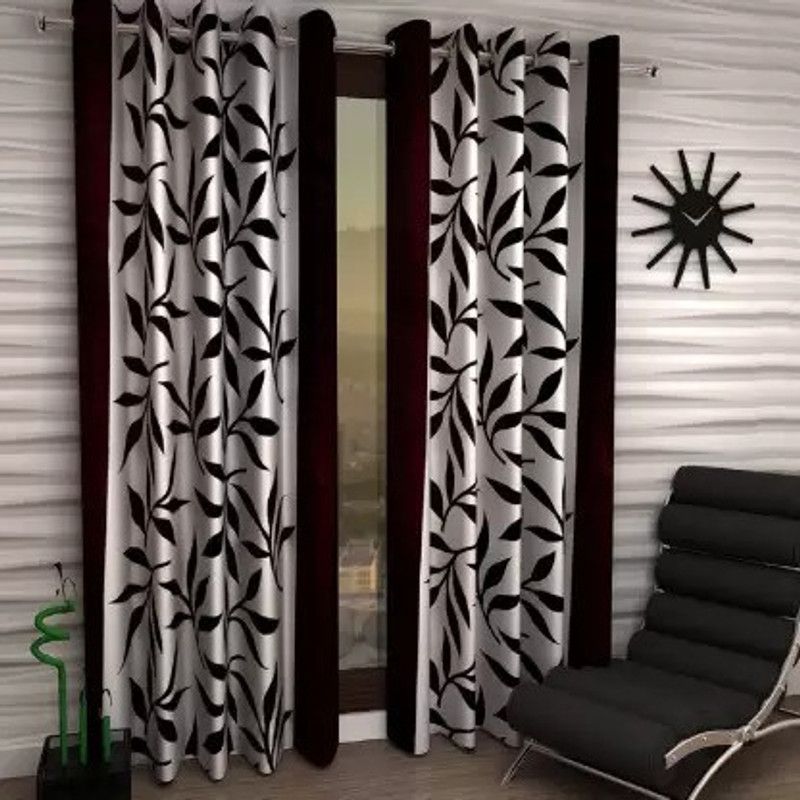 153 cm (5ft) Window Curtain  (Brown, Pack of 2)