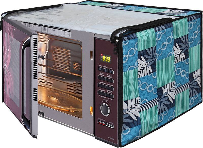 Glassiano Microwave Oven Cover  (Width: 46.99 cm, Blue::White)